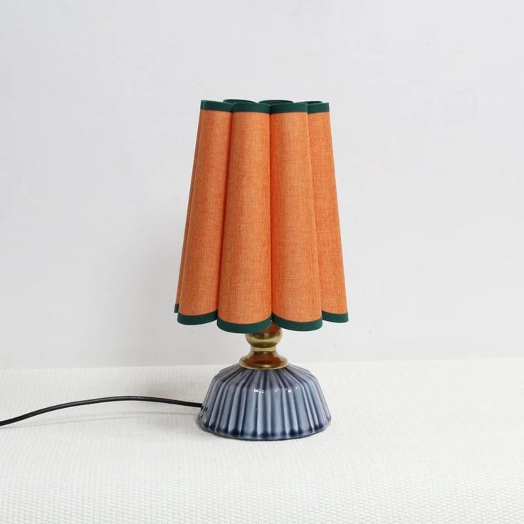 Duzy Handmade Candy Orange Fabric and Acrylic With Ceramic Lamp for Home Decor-26, 110-240v/50-60hz, Using Worldwide - Etsy Art Deco Bedroom Lighting, Table Lamps In Kitchen, Orange Table Lamp, Lamps In The Kitchen, Colorful Lampshades, Blue Ceramic Lamp, Colorful Lamp, Make A Lampshade, Candy Orange