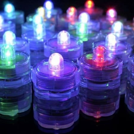 many different colored lights in small containers