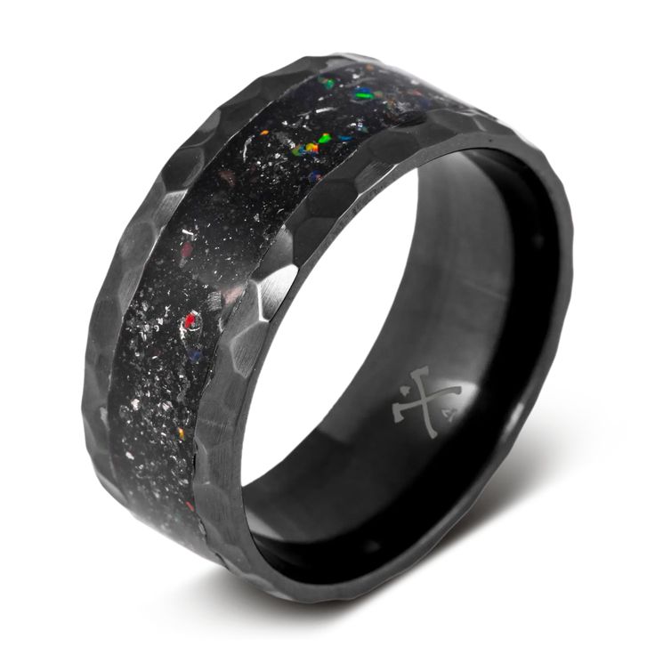 The galactic raptor black ring for men made with black zirconium Ring Storage, Dinosaur Bones, Black Plates, The Cosmos, Silicon Bands, Engraved Rings, Flat Design, Charcoal Gray, Charcoal Grey