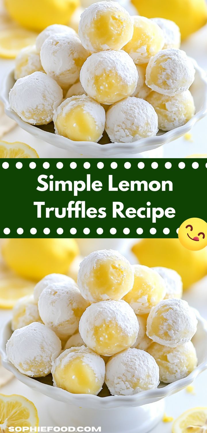 lemon truffles in a white bowl with the words simple lemon truffles recipe