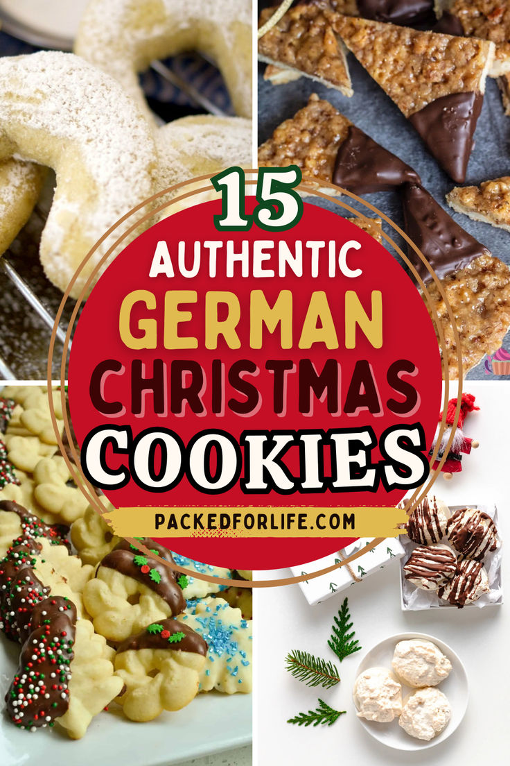 A variety of traditional German cookies displayed in a collage, highlighting the best ever Christmas cookies for festive German Christmas baking. German Linzer Cookies, German Wafer Cookies, Nordic Christmas Baking, Rolled Christmas Cookies Recipes, Slovak Cookies Christmas, German Holiday Desserts, Best Christmas Cookies To Freeze, Traditional Christmas Baking Ideas, Authentic German Christmas Cookies