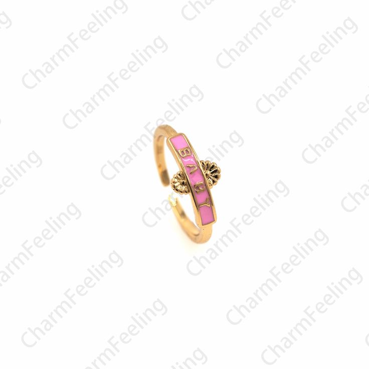 ★18K Gold Filled Baby Script Ring, Exquisite Gold Ring, Enamel Round Ring, Ring Charm, Adjustable Ring, Gold Open Ring 1PCS★ ❤If you need more 24K gold-plated accessories, please click the link below❤： https://www.etsy.com/shop/CharmFeeling?ref=seller-platform-mcnav&section_id=24860849 Quantity：1pcs/5pcs/10pcs/Pack Plating: Real Gold ,Nikel free, Leadfree,Cadmium free Color：Gold Usage : Charm for bracelet, necklace or other crafts We specialize in LARGE BULK ORDERS and can offer WHOLESALE PR Pink Stackable Enamel Ring As A Gift, Pink Enamel Stackable Ring As Gift, Pink Enamel Promise Ring, Adjustable Pink Enamel Rings, Pink Enamel Rings For Gift, Pink Open Enamel Ring, Pink Enamel Open Ring, Enamel Open Promise Ring, Adjustable Pink Toe Ring