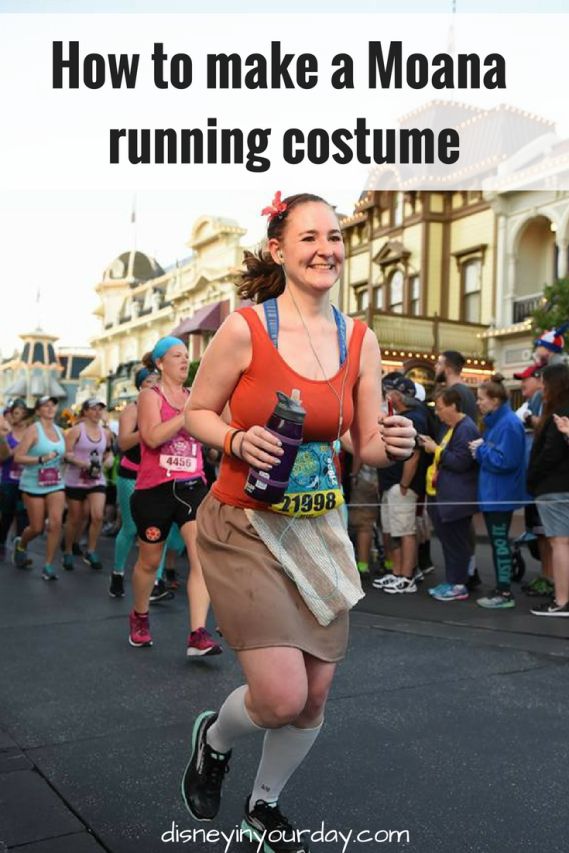 a woman running in a marathon with the words how to make a moan running costume