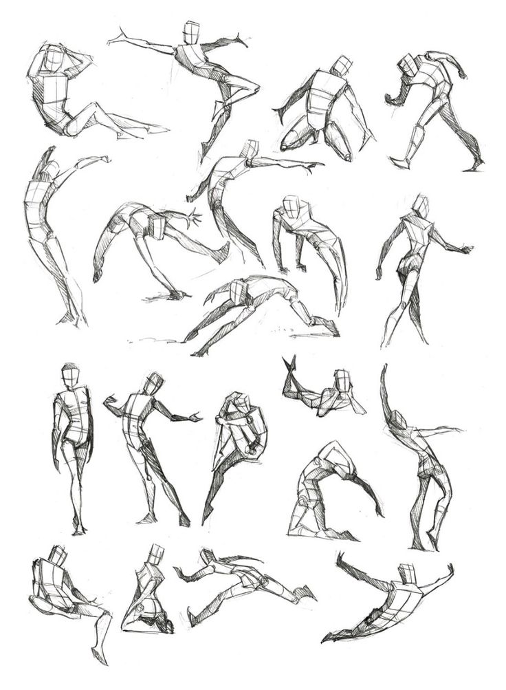 some sketches of people doing different poses in various positions, including the legs and arms