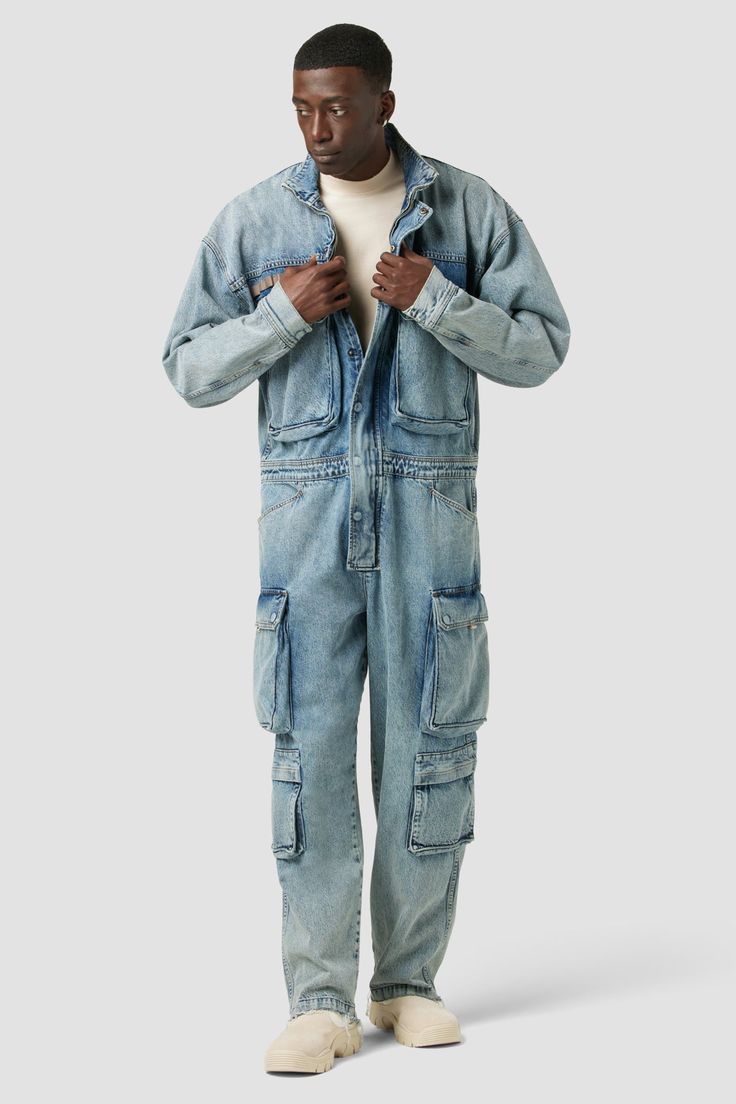 Description From our collab with stylist Zoe Costello, our Brigade Work Jumpsuit is a revved-up rendition on a classic, cut with ample utility pockets from premium non-stretch denim in the Infamous wash. Product Details Front Rise: 13", Leg Opening: 17.25", Inseam: 32", Body Length: 22.75", Chest: 51.5", Sleeve Length: 24.25"Model Height 6’1"Model wearing size MMeasurements based on size M Fit & Care Content: 100% CottonMachine wash cold with like colorsDo not bleachTumble dry low or hang to dry Fitted Utility Overalls With Pockets, Utility Relaxed Fit Jumpsuits With Cargo Pockets, Denim Cargo Pocket Jumpsuit Overalls, Utility Jumpsuits And Rompers With Pockets In Medium Wash, Utility Denim Jumpsuit In Medium Wash With Side Pockets, Utility Style Medium Wash Denim Jumpsuit With Side Pockets, Fitted Overalls With Cargo Pockets, Fitted Utility Jean Overalls, Utility Denim Blue Jumpsuit With Side Pockets