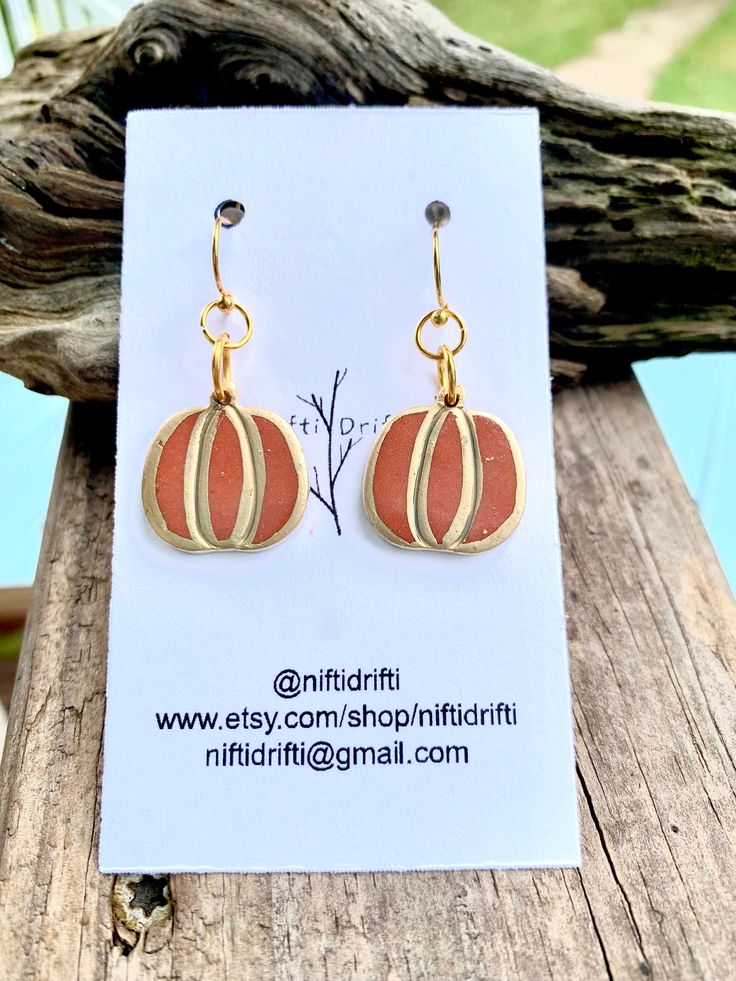 Handmade lightweight polymer clay earring Hypoallergenic Clay Earring, Pumpkin Orange, Etsy Earrings Dangle, Gold Earrings Dangle, Orange Gold, Polymer Clay Earrings, Clay Earrings, Halloween Shopping, Jewelry Earrings Dangle