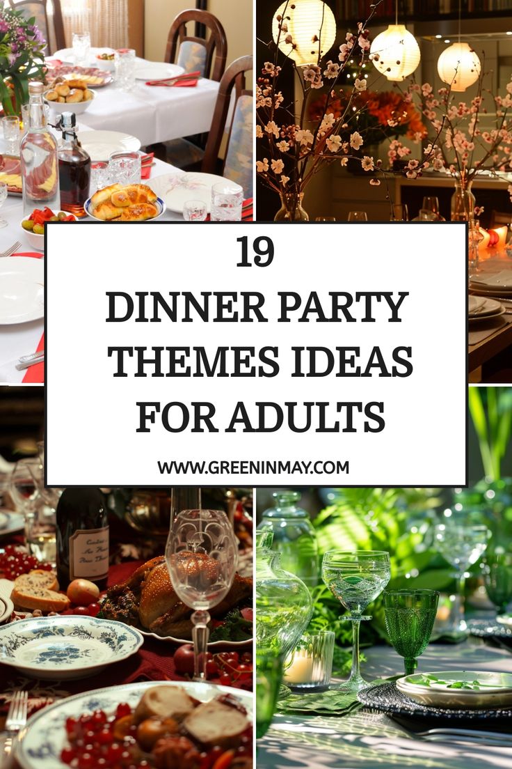 dinner party themes ideas for adults | Fun party themes for adults Breakfast Dinner Party Ideas, Dinner Theme Ideas Decor, Monthly Friends Dinner, October Dinner Party Themes, Recipes For Dinner Parties, Dinner Party Theme Menu Ideas, September Dinner Party Ideas, Birthday Dinner Themes Ideas, Event Dinner Ideas