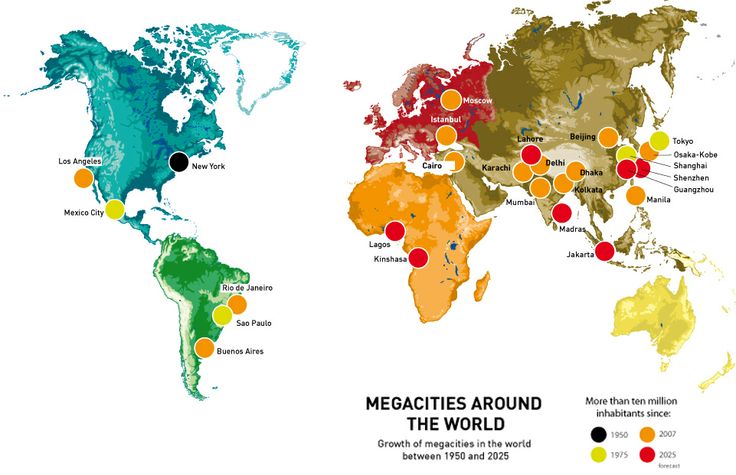 a world map with different colored dots on it