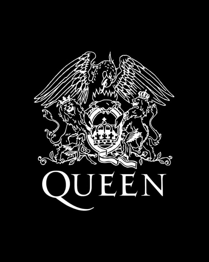 the queen logo on a black background