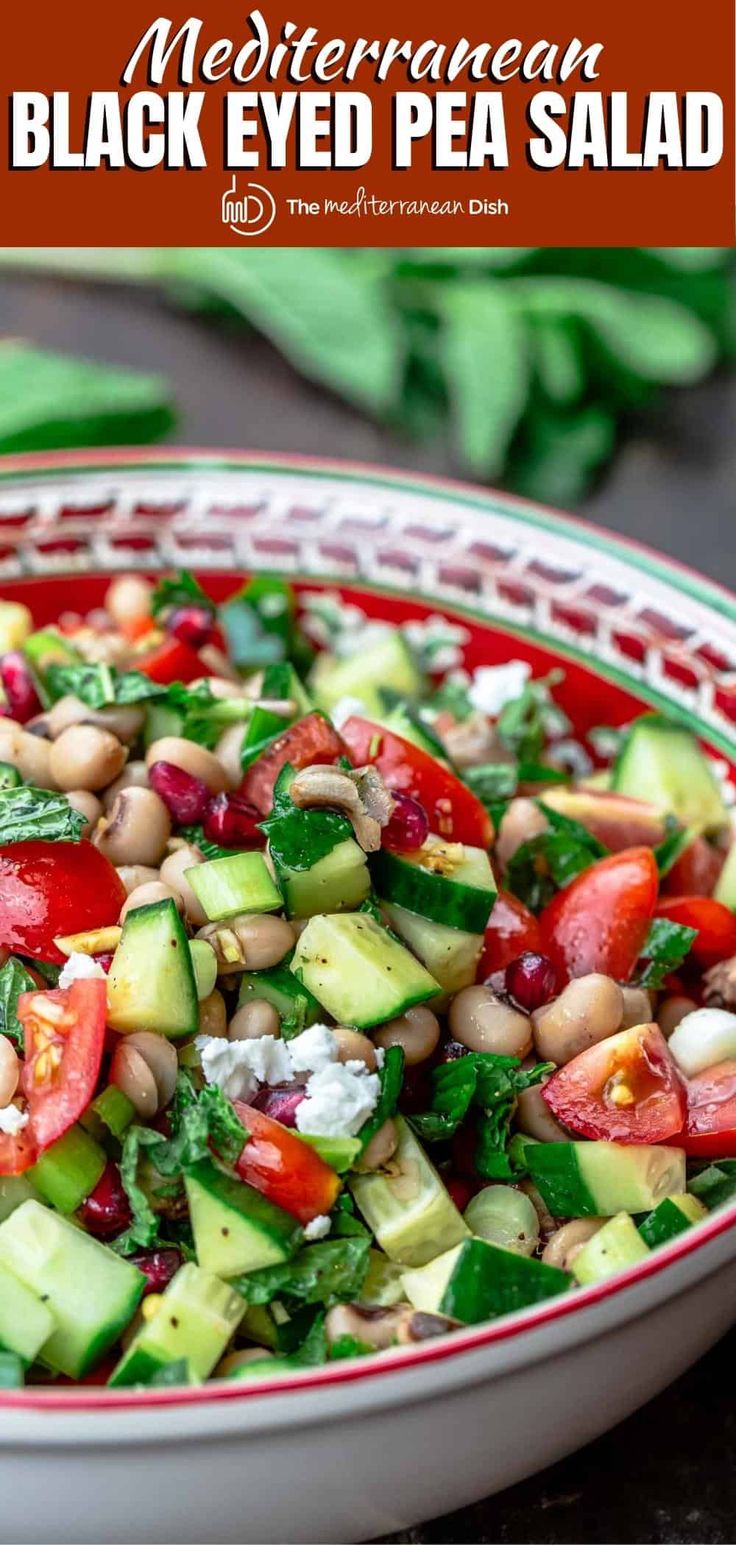 a bowl filled with black eyed pea salad