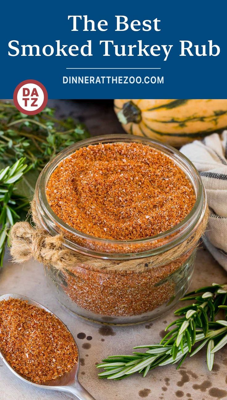 the best smoked turkey rub recipe in a glass jar