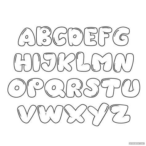 the alphabet is outlined in black and white