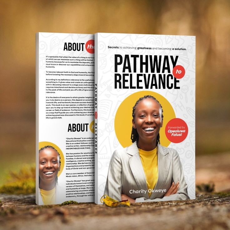 the front and back cover of a book about pathway to relevance with an image of a smiling woman