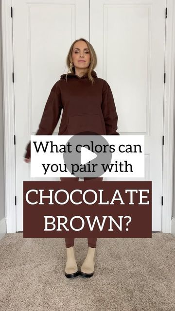 Chocolate Brown And White Outfit, Blue And Chocolate Outfit, Brown Shirt Winter Outfit, Color Matching With Brown, Brown Tapered Pants Outfit, Chocolate Color Combinations, What Colors Go With Brown Outfits, Colors With Brown, Chocolate Shirt Outfit