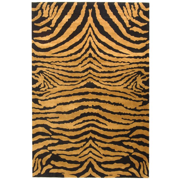 an animal print rug with black and gold stripes