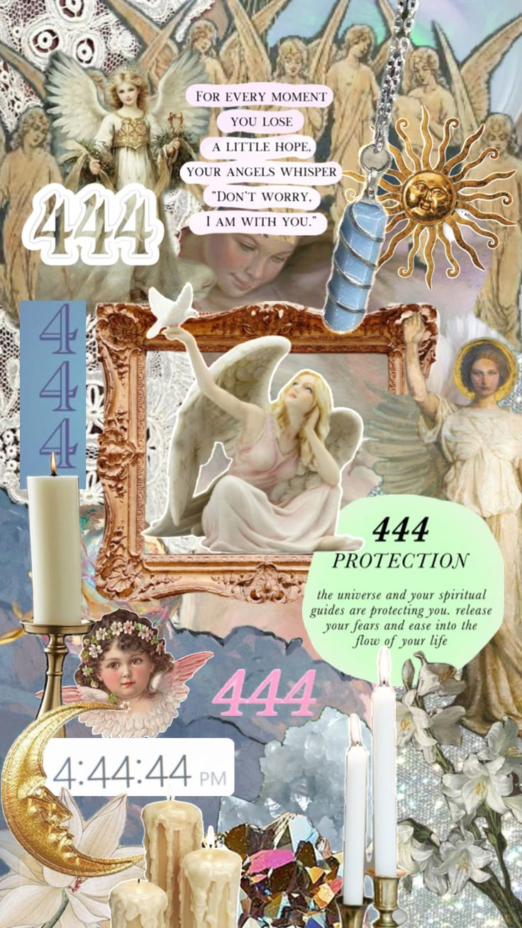 an altered collage with angels and candles