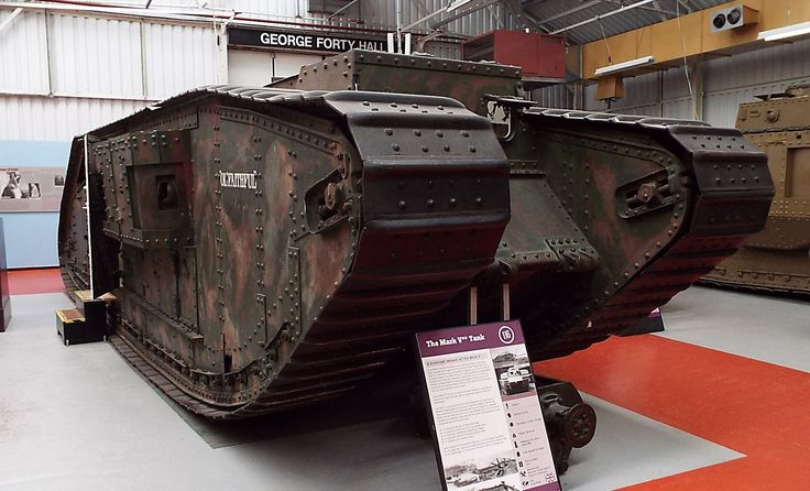 an old tank is on display in a museum