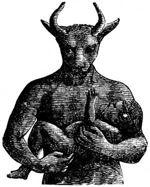 an image of a demon holding a baby