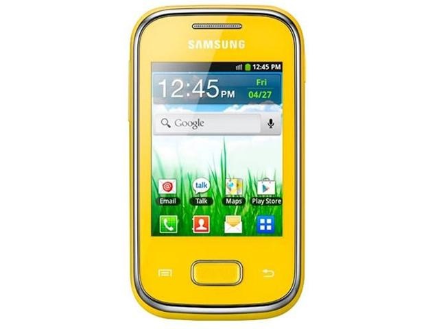 an image of a yellow samsung smart phone