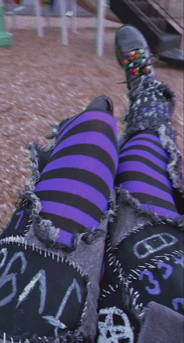 punk tights park grunge punk rock patches patch pants crusty pants Punk Outfits Colorful, Punk Outfits Purple, Colourful Punk Fashion, Colourful Punk Outfits, Colorful Punk Aesthetic, Colorful Goth Aesthetic, Purple Punk Aesthetic, Punk Asethic, Colorful Punk Outfits