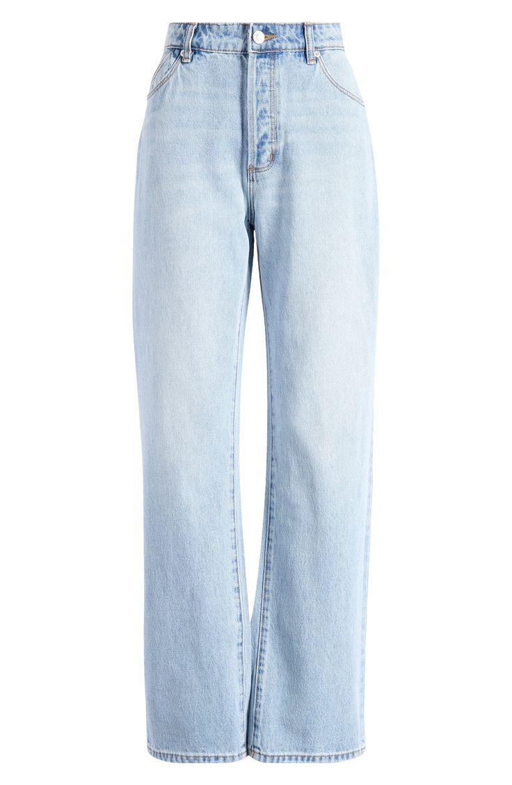 Rock vintage-inspired style in these faded, lightly washed jeans boasting structured straight legs and nonstretch, rigid denim for an authentic feel. Zip fly with button closure Five-pocket style 100% cotton Machine wash, line dry Imported Light Blue Jeans High Waisted, Spn Dr, Rock Vintage, Jeans Light Blue, Winter Fit, Fame Dr, Light Blue Jeans, Birthday Wishlist, Light Wash Jeans