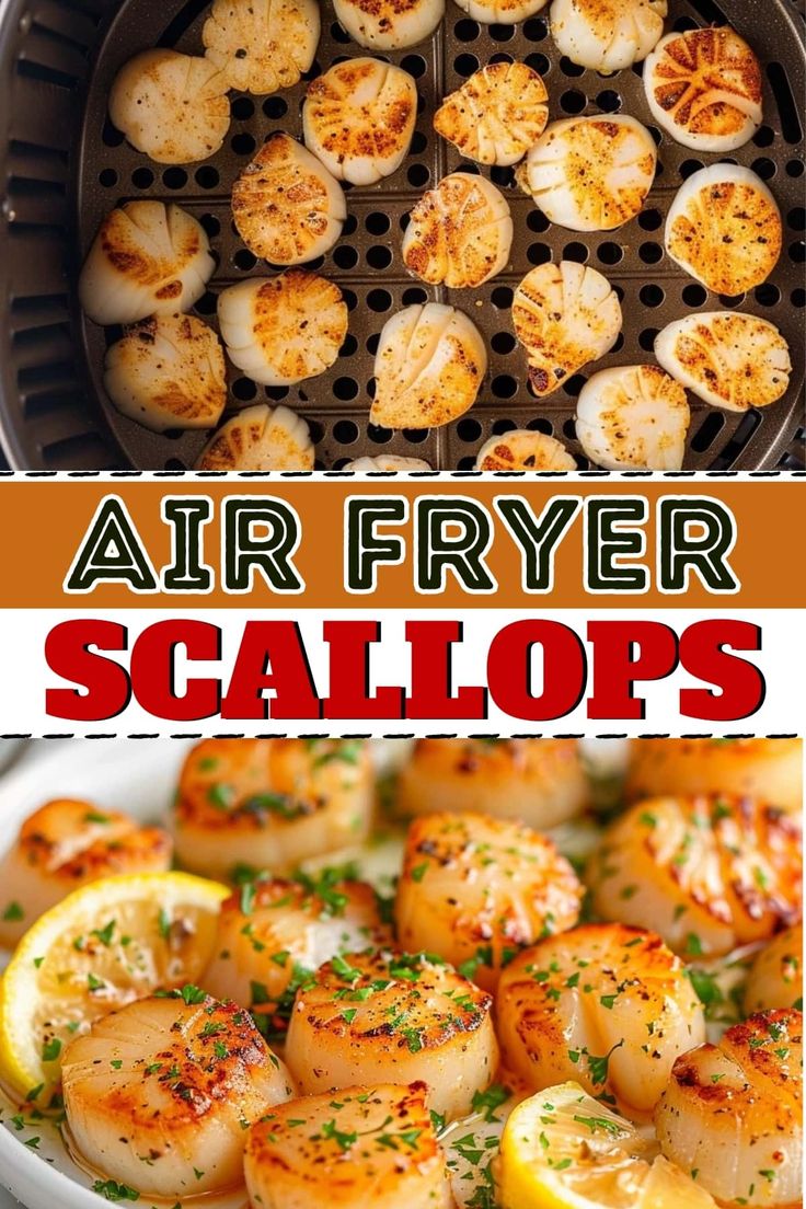 air fryer scallops with text overlay