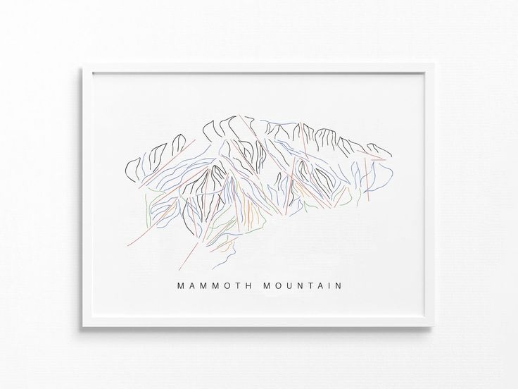 a white framed artwork with the words mammoth mountain on it