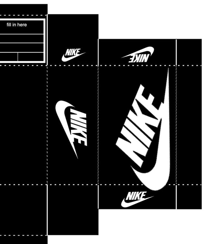 the nike logo is shown in black and white on an open - faced box, which has