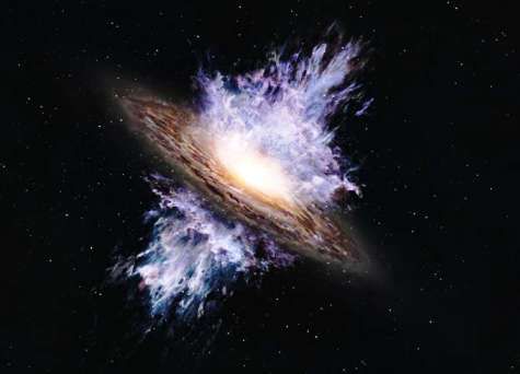 an artist's impression of a black hole in the sky with stars around it