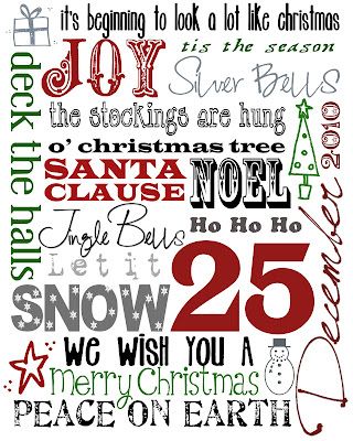 christmas typographs with the words and numbers