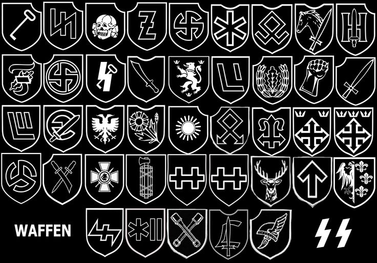 an image of the different types of coats and insignias in white on black background