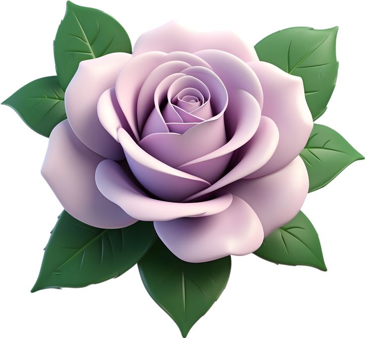 a pink rose with green leaves on a white background