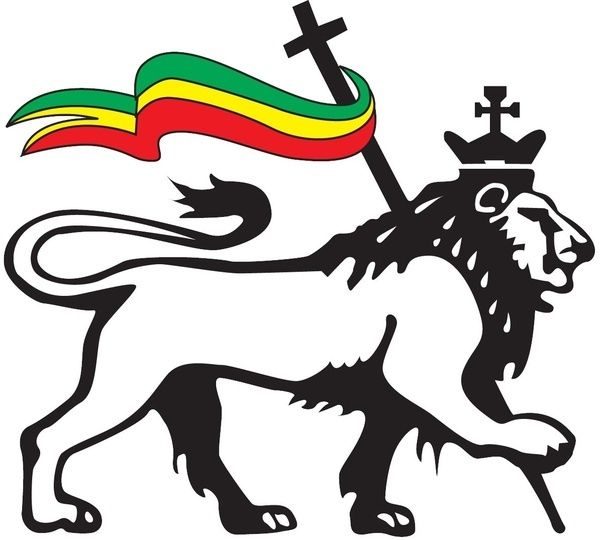 a lion with a flag and cross on it