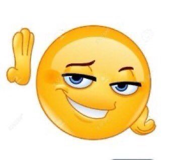 an emoticive smiley face with one hand up and the other pointing at it