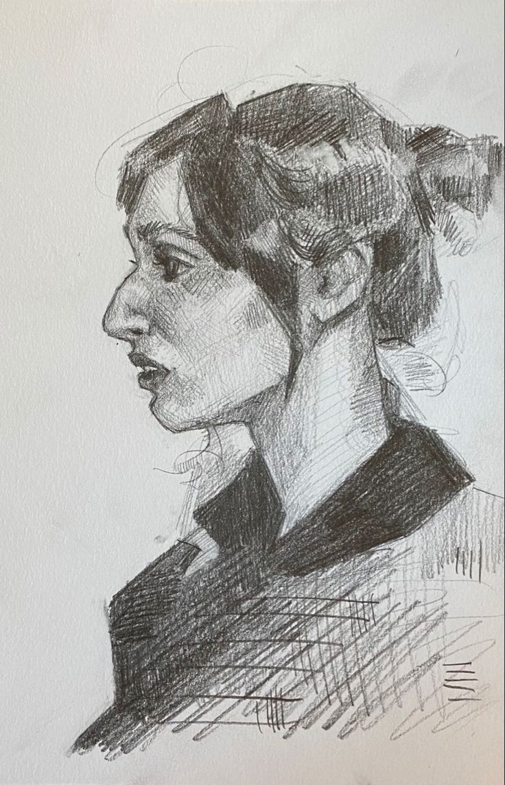 a pencil drawing of a woman's profile