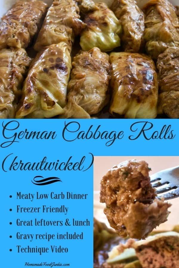 the german cabbage rolls are stuffed with meat