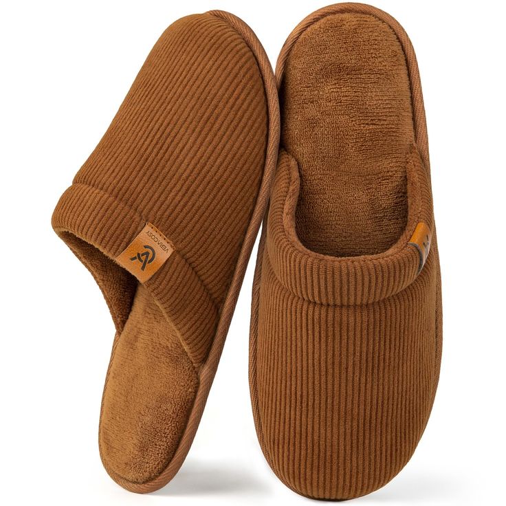 PRICES MAY VARY. TRENDY EASY WEAR: Featuring a durable corduroy upper and a breathable coral fleece lining which can easily dry your sweaty feet, this classic home slipper combines leisure style with premium comfort. They are perfect foot companions in your daily life for any season, matching well with any dressing in your bedroom wardrobe and can be travel essentials COMFORTABLE & SUPPORTIVE: With a high-density memory foam and 5mm EVA layer, it rebounds flexibly according to your each step for Guy Gifts For Christmas, Home Shoes, Home Slippers, Man Slippers, Men Slippers, Slippers For Men, Super Soft Brown Indoor Slippers, Mens Christmas Gifts, Mens House Slippers