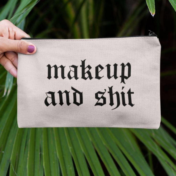 Only Comes In Black Or Beige Both Have Black Zippers Makeup Bags Cricut, Cricut Makeup Bag Ideas, Makeup Bag Sayings Svg, Cricut Makeup Bag Ideas Funny, Canvas Zipper Pouch Cricut, Cute Makeup Bag Sayings, Funny Makeup Bag, Makeup Humor, Cricut Vinyl