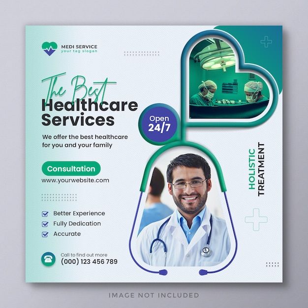 the medical flyer is designed to look like it has an image of a doctor's head