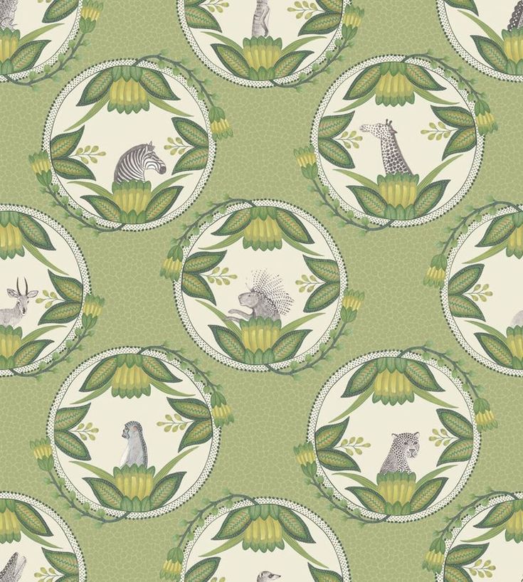 Order 109/9042 Cs Ardmore Cameos Green By Cole and Son Wallpaper Giraffe Mural, Cole And Son Wallpaper, Cole And Son, African Animals, Zulu, Green Wallpaper, Coventry, Wallpaper Samples, Wallpaper Roll