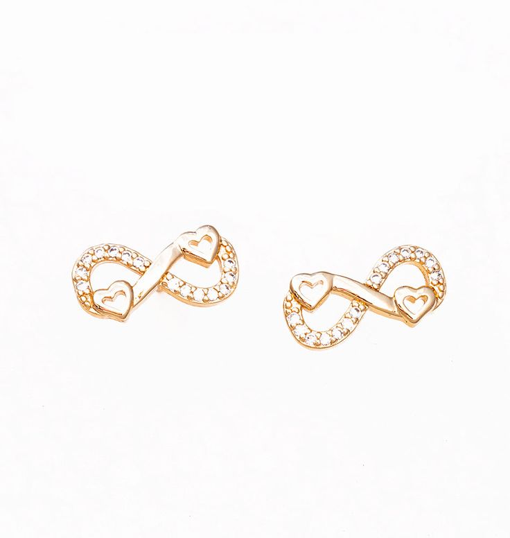 These elegant Infinity Heart Earrings for Women are crafted from highest quality materials and feature an infinity symbol with two hearts, representing eternal love and connection. Perfect for expressing your love and devotion. Materials: tarnish resistant gold electroplated steel, and cubic zirconia stones (Lead, Nickel and Chromium free) Product Dimension: 15mm width x 7mm height. Package contents: one earring set in a jewelry box. Photo may have been enlarged and/or enhanced. SKU: 985192 Love And Connection, Helvetica Neue, Box Photo, Infinity Heart, Free Product, Infinity Symbol, Two Hearts, Eternal Love, Heart Earrings