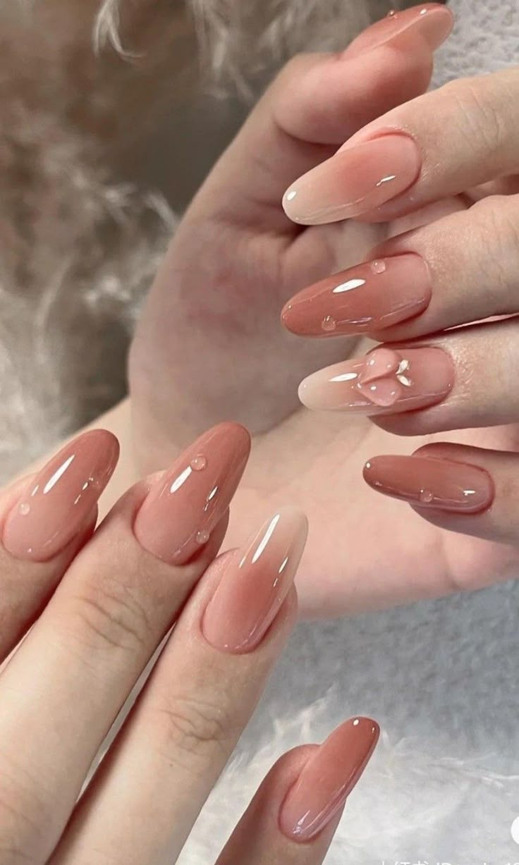 Sheer Nails, Heart Nail Designs, Plain Nails, Hello Nails, Asian Nails, Simple Gel Nails, Blush Nails, Pretty Gel Nails, Soft Nails