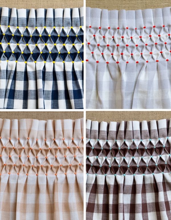 four different types of plaid curtains are shown