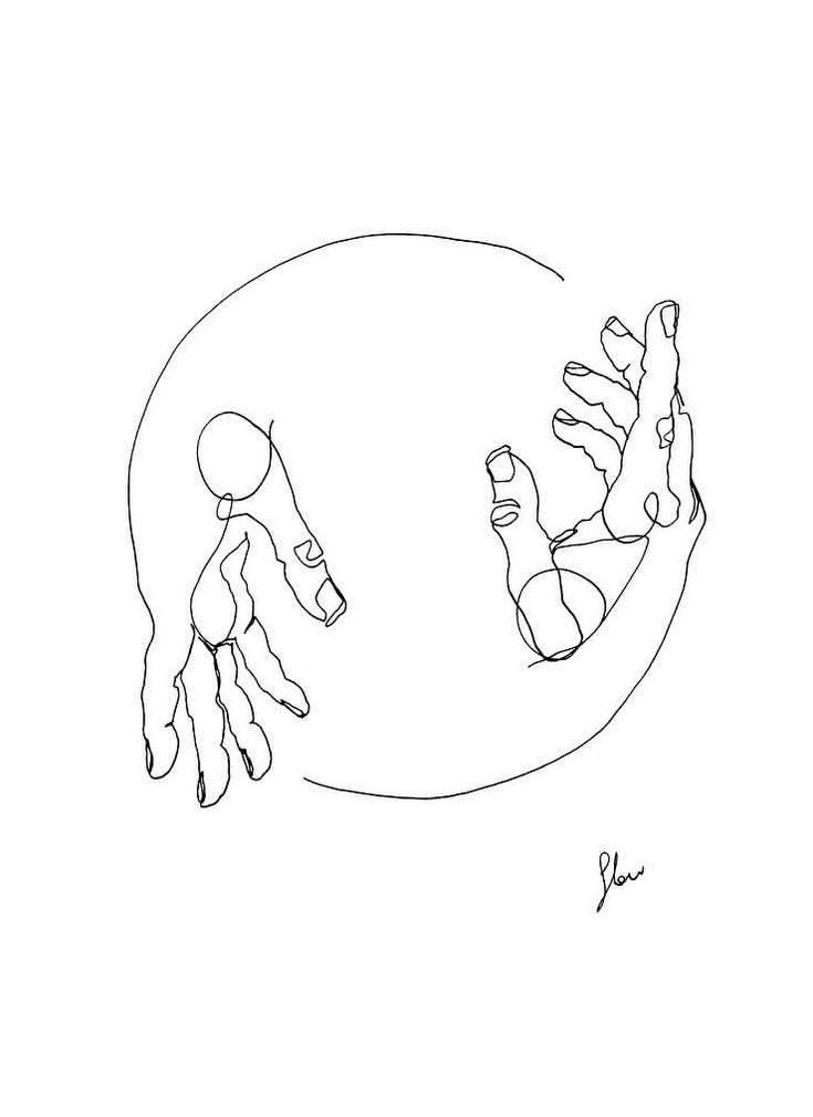 a drawing of two hands reaching for each other