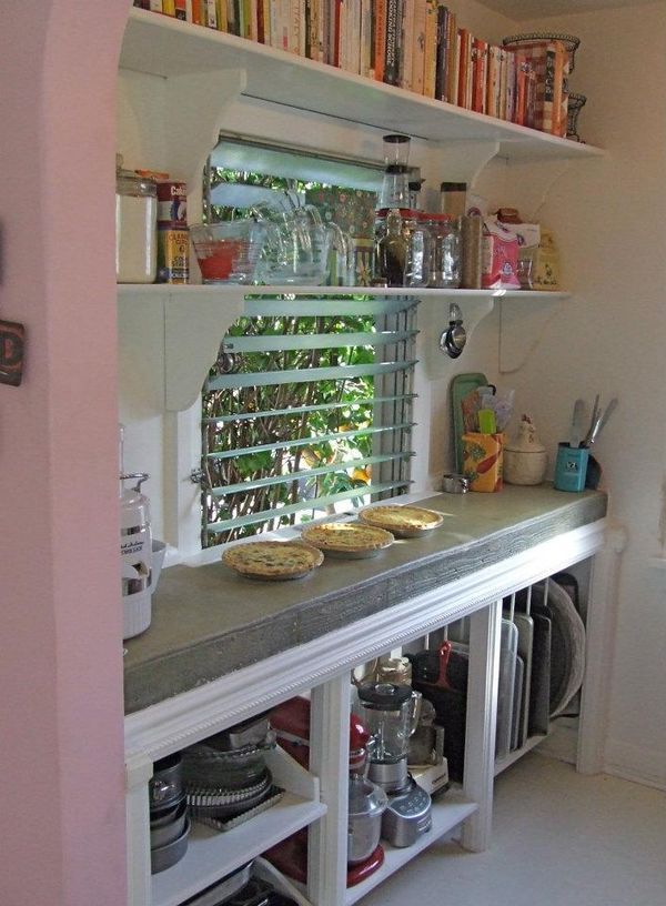 the kitchen is clean and ready to be used as a bar or dining room area