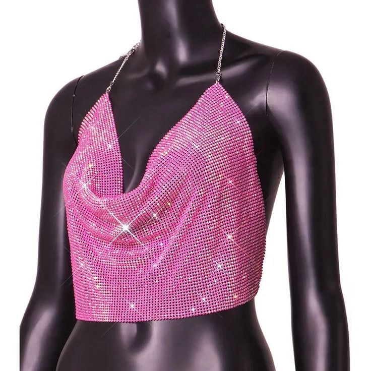 Rhinestone crop top. Cheap Pink Tops With Glitter Print, Luxury Rhinestone Crop Top For Women, Luxury Rhinestone Crop Top For Party, Luxury Pink Evening Crop Top, Luxury Crystal Embellished Crop Top For Women, Luxury Elegant Pink Crop Top, Luxury Crystal Embellished Crop Top, Cheap Pink Glitter Print Tops, Luxury Rhinestone Evening Crop Top