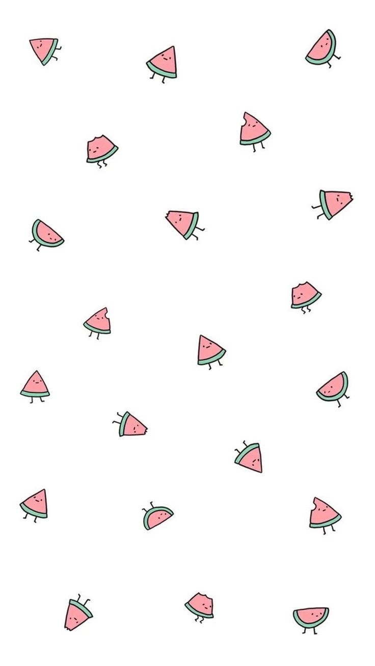 watermelon slices on a white background with green and pink shapes in the middle