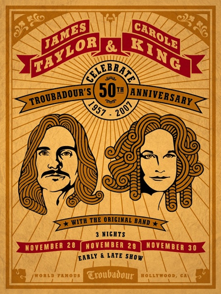 an old concert poster with two women on it