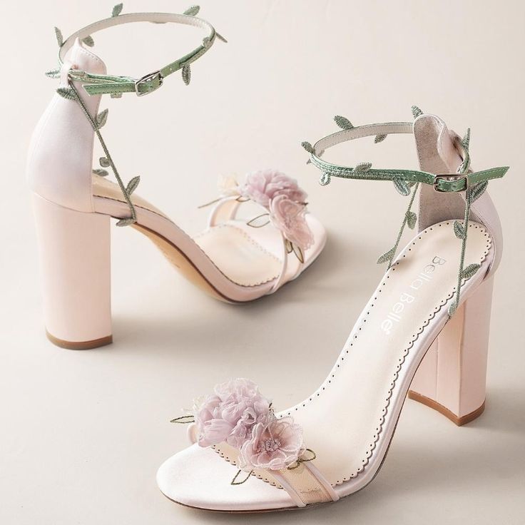 Wedding Shoes With Flowers, New Heels Design 2023, Garden Party Heels, Fun Prom Shoes, Fairy Prom Shoes, Fancy Heels Aesthetic, Fantasy Wedding Shoes, Weeding Shoes For Girl, Shoes For Quince