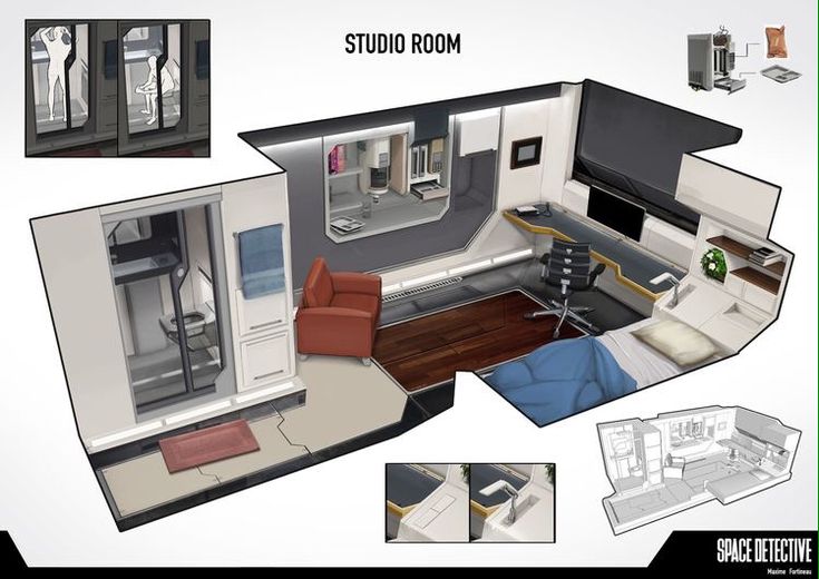 the interior of an airplane with furniture and accessories